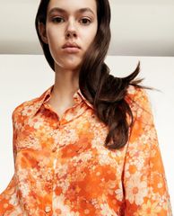 THE KOOPLES - Áo sơ mi nữ tay dài Satin Effect Flowers