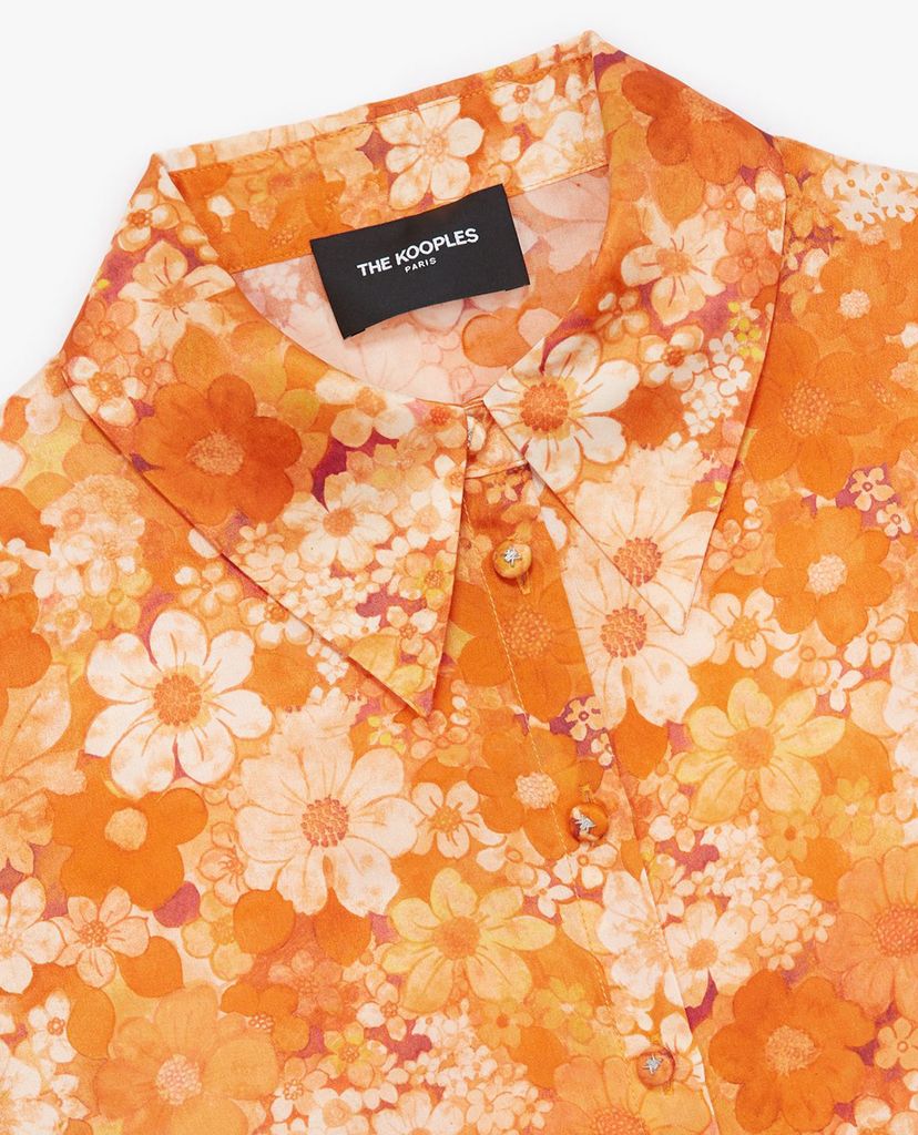 THE KOOPLES - Áo sơ mi nữ tay dài Satin Effect Flowers