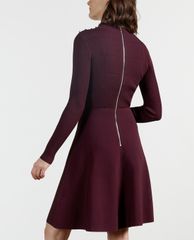 TED BAKER - Đầm midi tay dài cổ trụ Button Detail Skater