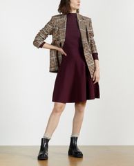 TED BAKER - Đầm midi tay dài cổ trụ Button Detail Skater