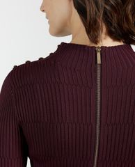 TED BAKER - Đầm midi tay dài cổ trụ Button Detail Skater