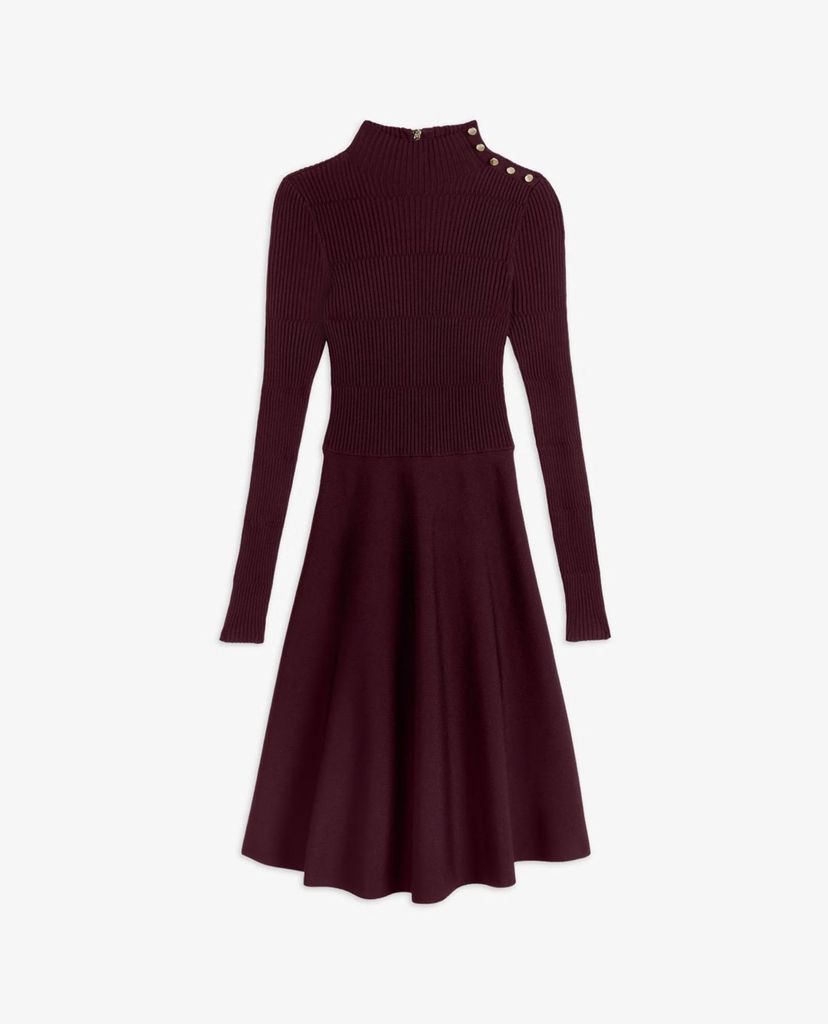 TED BAKER - Đầm midi tay dài cổ trụ Button Detail Skater