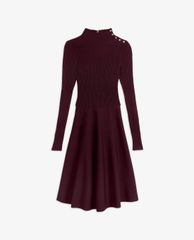 TED BAKER - Đầm midi tay dài cổ trụ Button Detail Skater