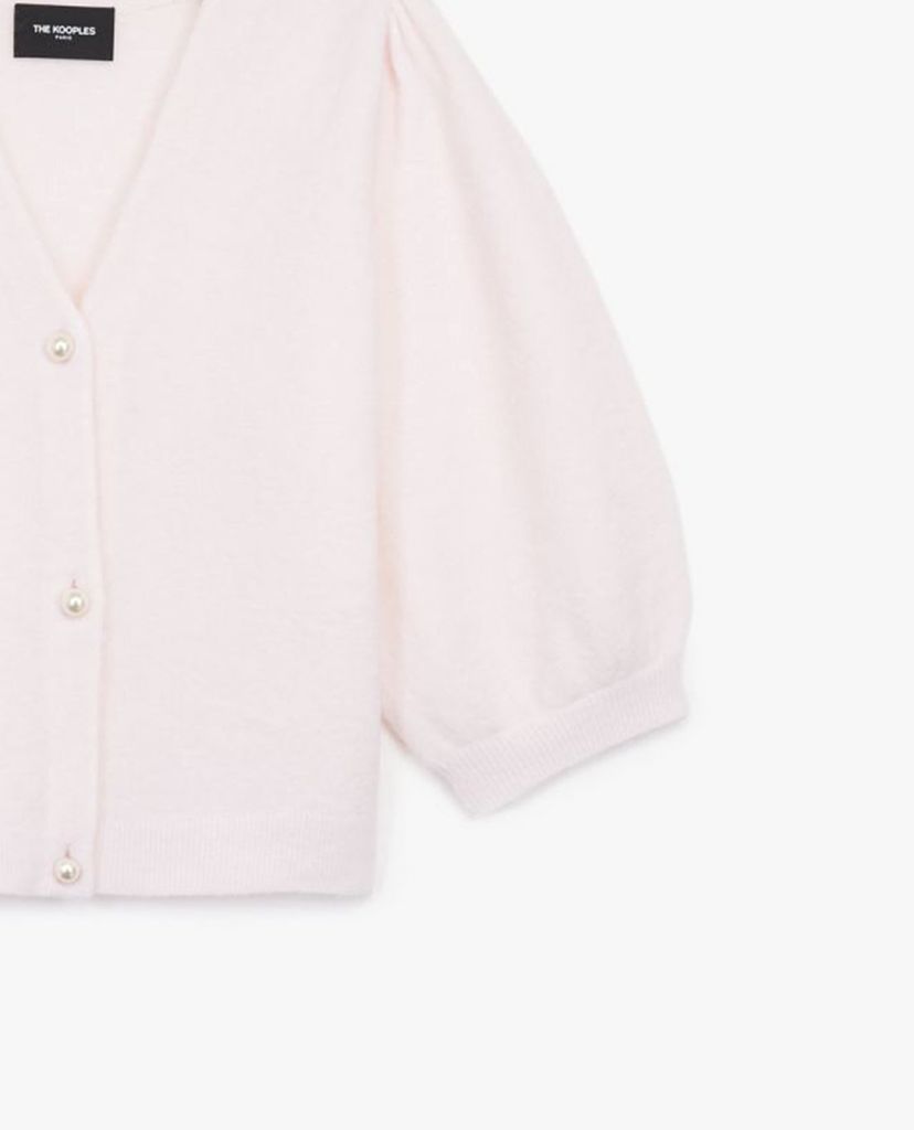 THE KOOPLES - Áo cardigan nữ tay phồng Short Sleeved Knit Pink