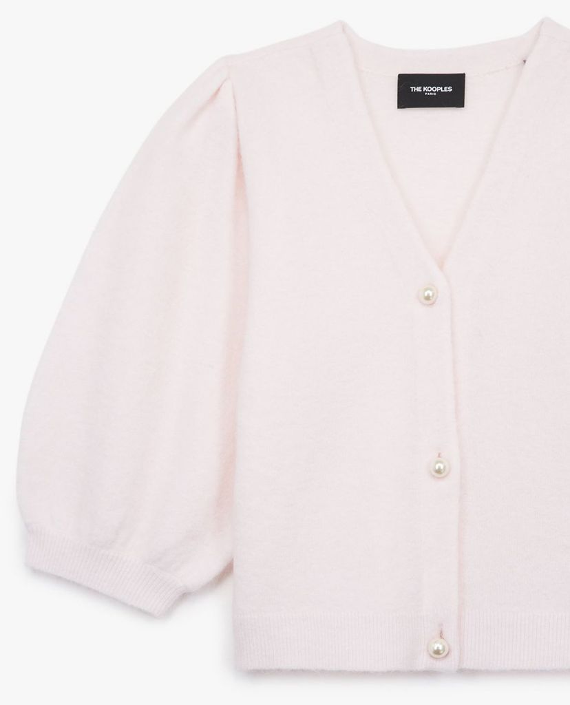 THE KOOPLES - Áo cardigan nữ tay phồng Short Sleeved Knit Pink