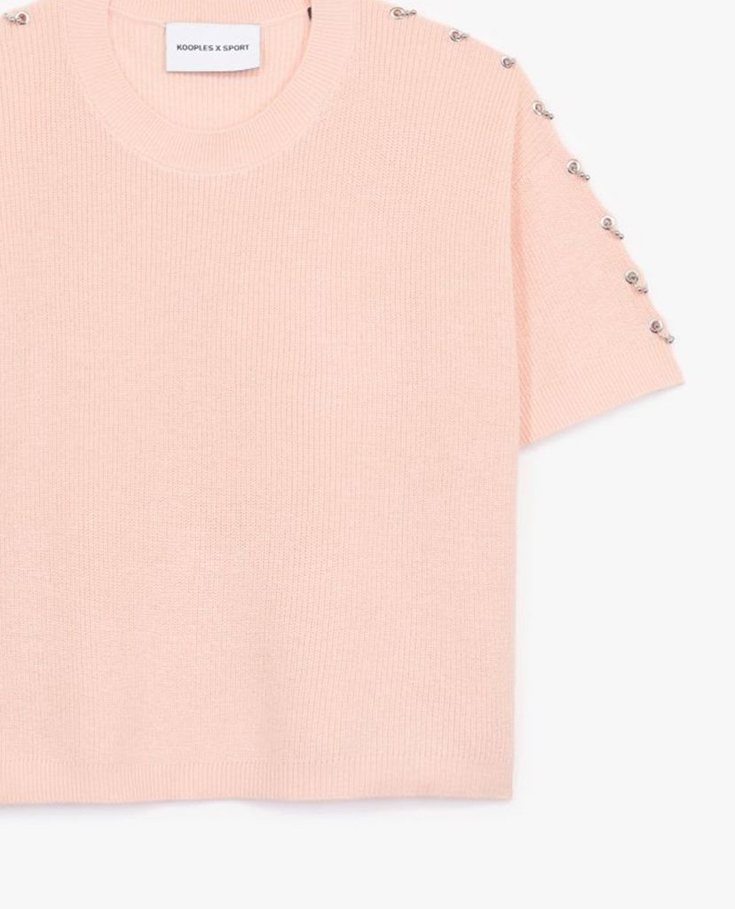THE KOOPLES - Áo len nữ cổ tròn tay ngắn Knit