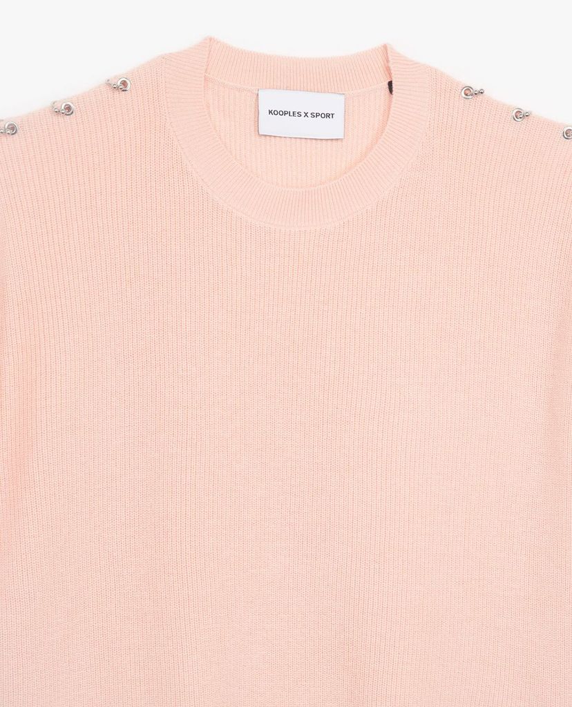 THE KOOPLES - Áo len nữ cổ tròn tay ngắn Knit