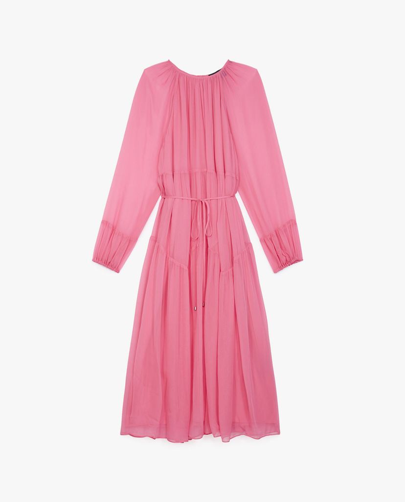 THE KOOPLES - Đầm midi tay dài xếp li hiện đại