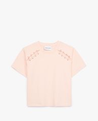 THE KOOPLES - Áo thun nữ cổ tròn ngắn tay Pink Cotton