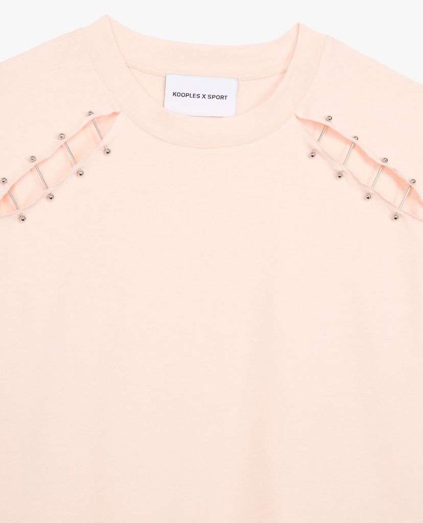 THE KOOPLES - Áo thun nữ cổ tròn ngắn tay Pink Cotton
