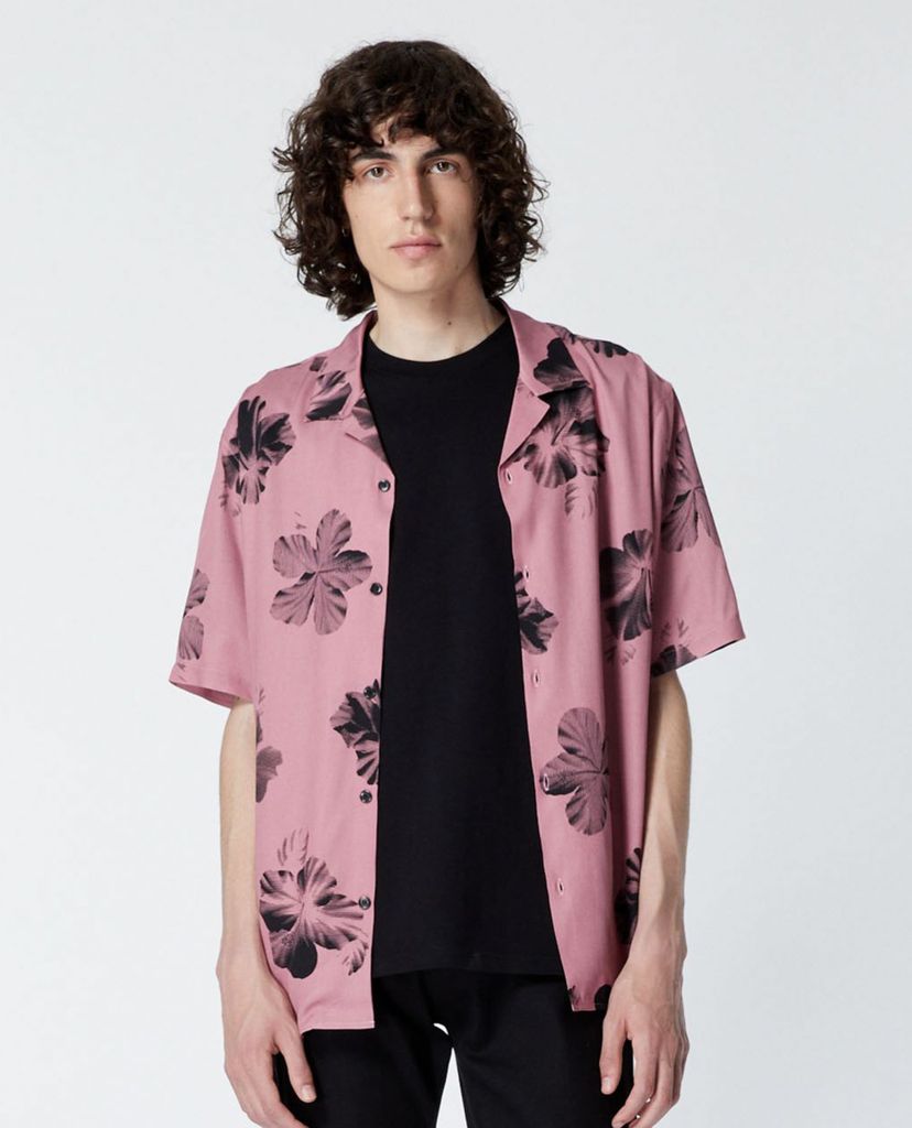 THE KOOPLES - Áo sơ mi nam tay ngắn phom suông Pink