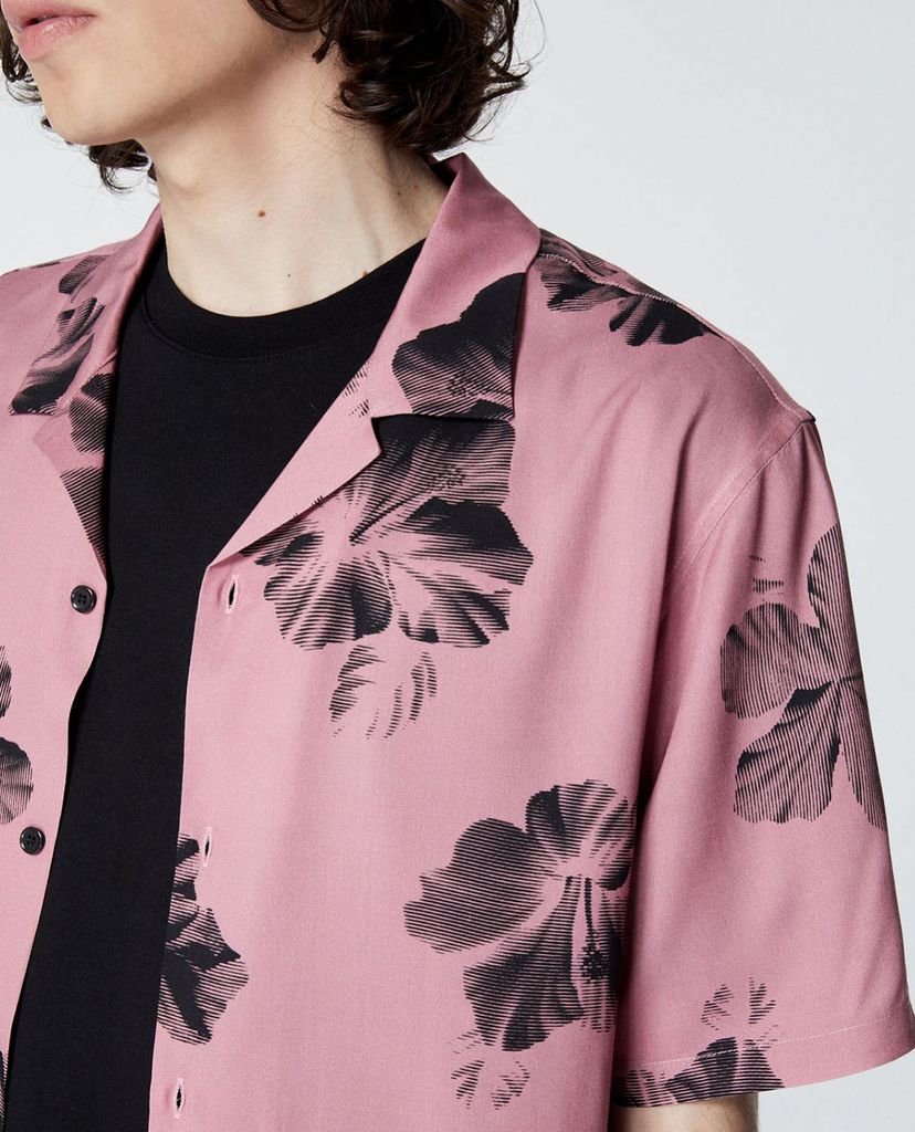 THE KOOPLES - Áo sơ mi nam tay ngắn phom suông Pink