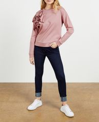 TED BAKER - Áo sweatshirt nữ tay dài phối bèo Ozai