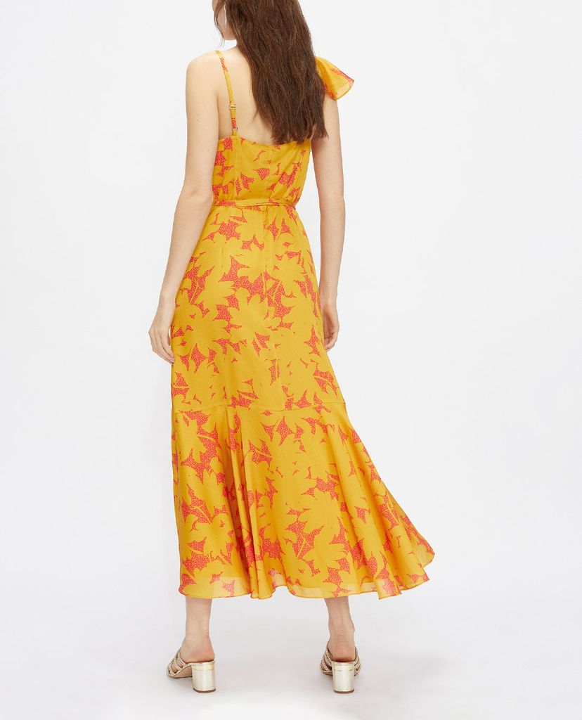 TED BAKER - Đầm midi cổ V phối viền bèo Saraaa
