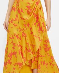 TED BAKER - Đầm midi cổ V phối viền bèo Saraaa