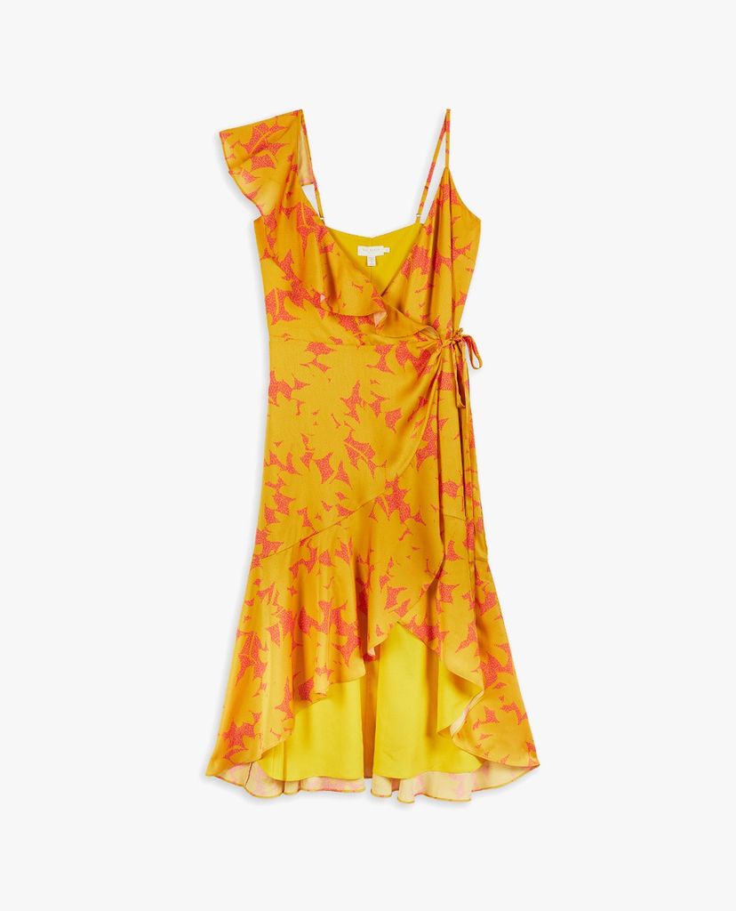 TED BAKER - Đầm midi cổ V phối viền bèo Saraaa