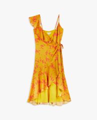 TED BAKER - Đầm midi cổ V phối viền bèo Saraaa