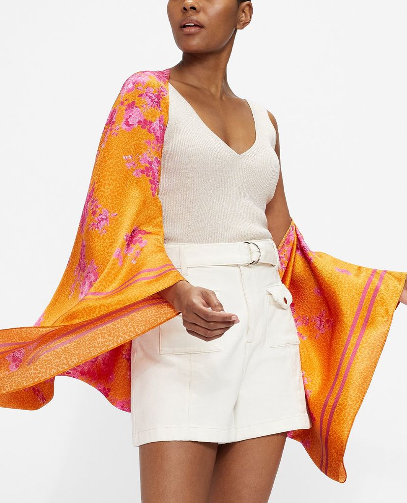 TED BAKER - Áo choàng lụa nữ họa tiết hoa Tiaraah