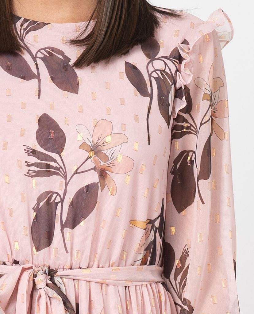 TED BAKER - Đầm midi tay dài họa tiết hoa Elektra