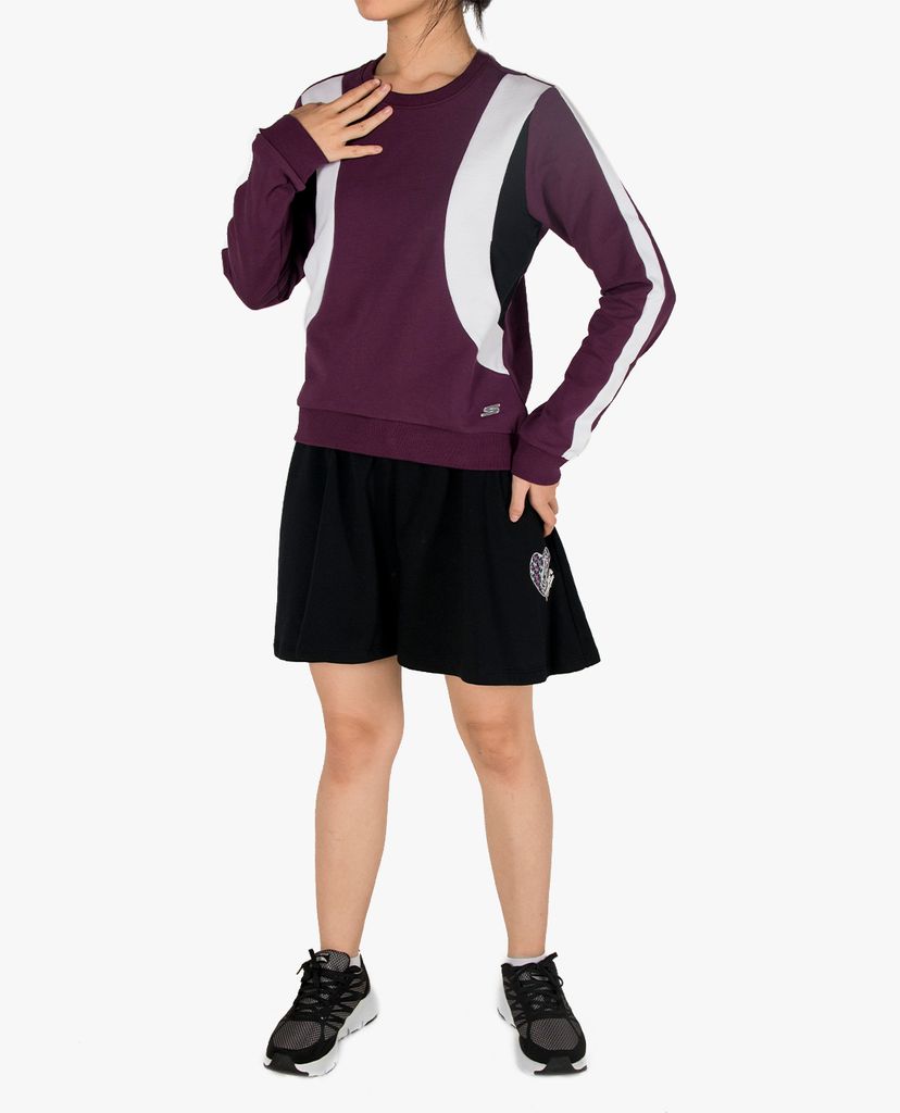 SKECHERS - Áo hoodie nữ cổ tròn tay dài phối viền thời trang