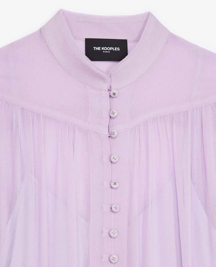 THE KOOPLES - Đầm midi cổ trụ tay dài phối nút cài thời trang