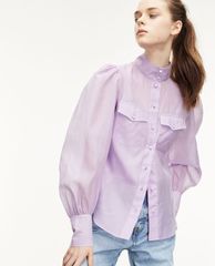 THE KOOPLES - Áo sơ mi nữ cổ cao tay dài Classic Purple