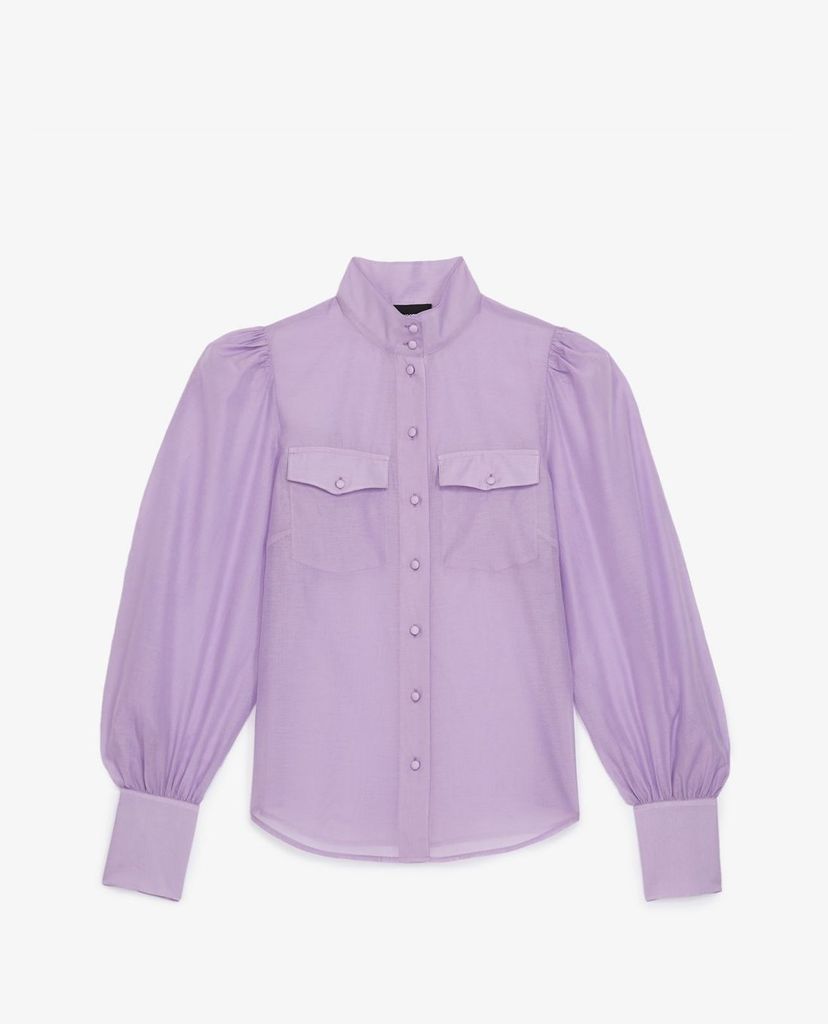 THE KOOPLES - Áo sơ mi nữ cổ cao tay dài Classic Purple