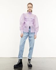 THE KOOPLES - Áo sơ mi nữ cổ cao tay dài Classic Purple
