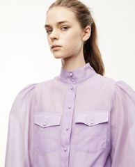 THE KOOPLES - Áo sơ mi nữ cổ cao tay dài Classic Purple