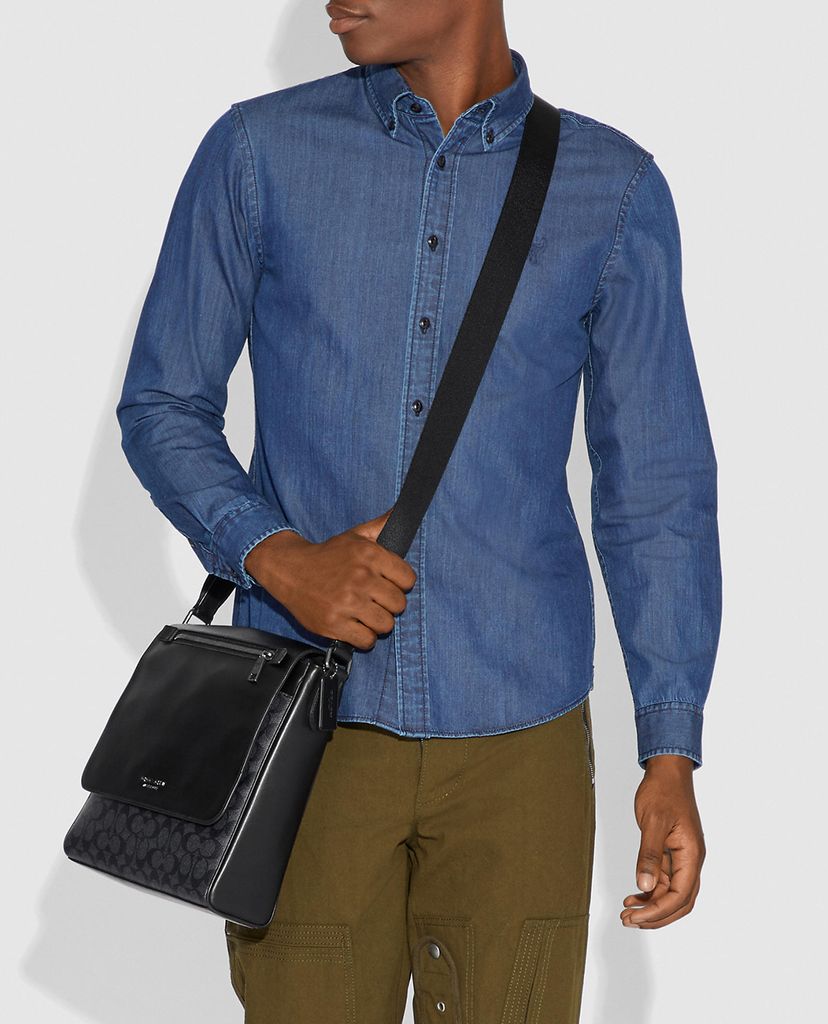 COACH - Túi đeo chéo nam Kennedy Map In Signature Canvas