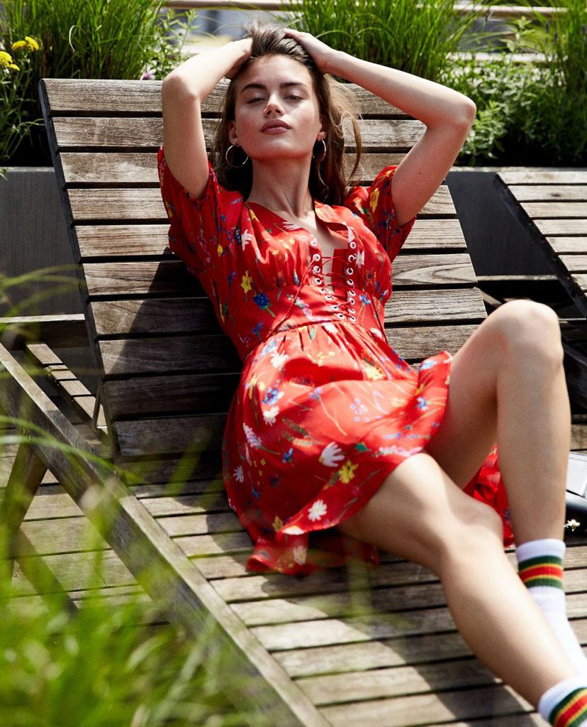 THE KOOPLES - Đầm mini tay ngắn cổ V Floral Print