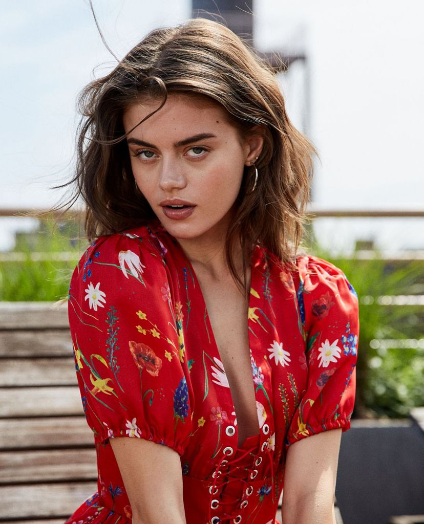 THE KOOPLES - Đầm mini tay ngắn cổ V Floral Print