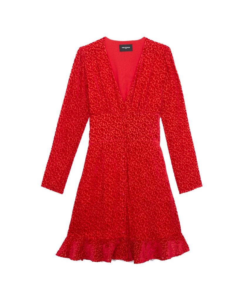THE KOOPLES - Đầm mini tay dài cổ chữv V Robe
