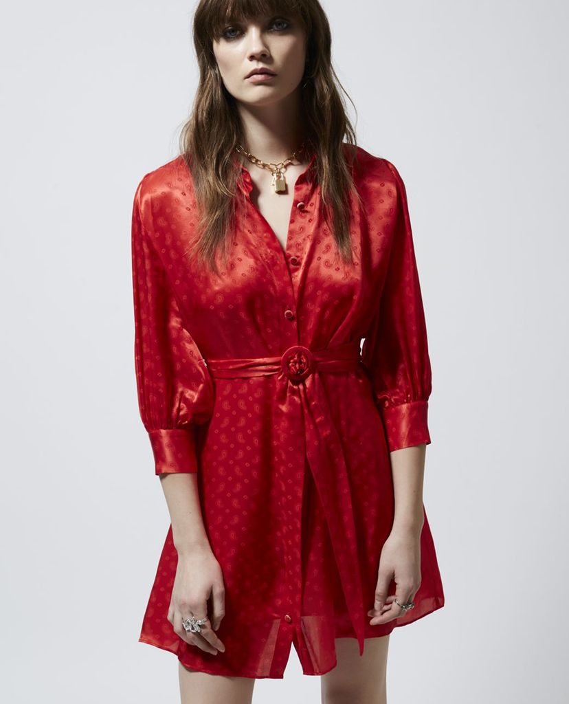 THE KOOPLES - Đầm mini sơ mi tay dài Tone On Tone