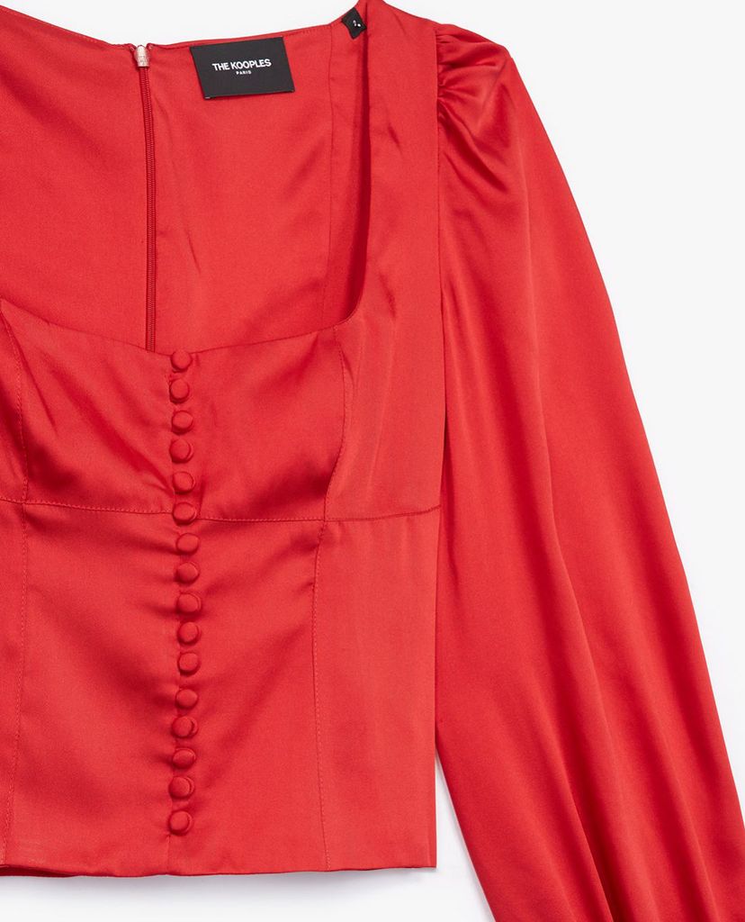 THE KOOPLES - Áo croptop nữ tay dài Red Bustier
