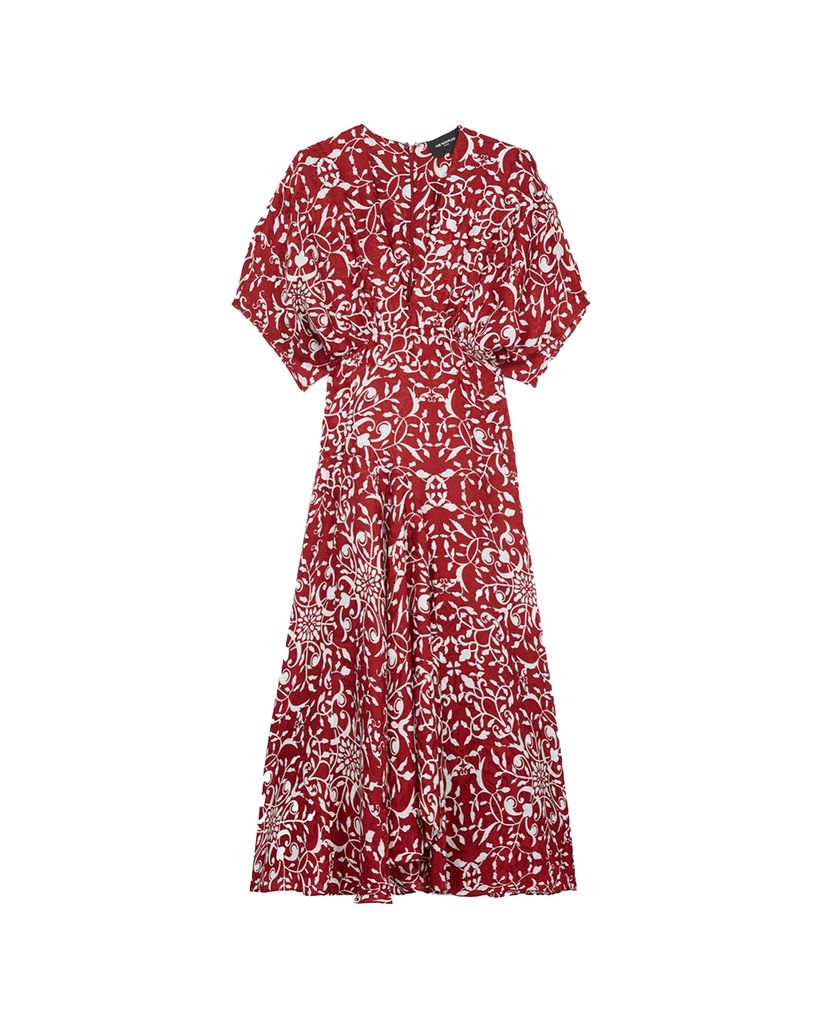 THE KOOPLES - Đầm midi ngắn tay cổ V Floaty