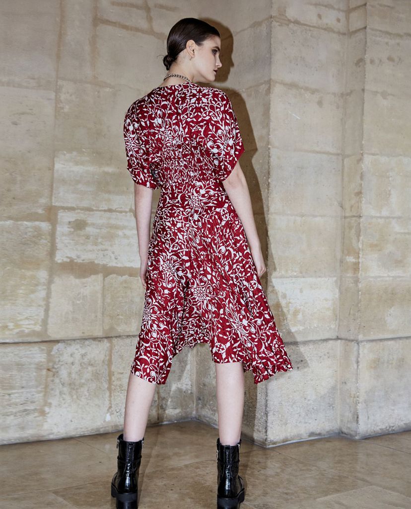 THE KOOPLES - Đầm midi ngắn tay cổ V Floaty
