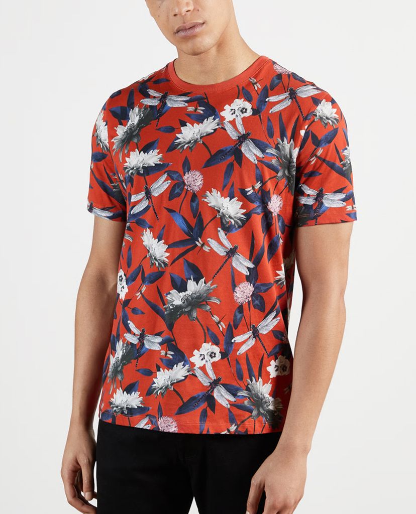 TED BAKER - Áo thun nam cổ tròn Tropical Print