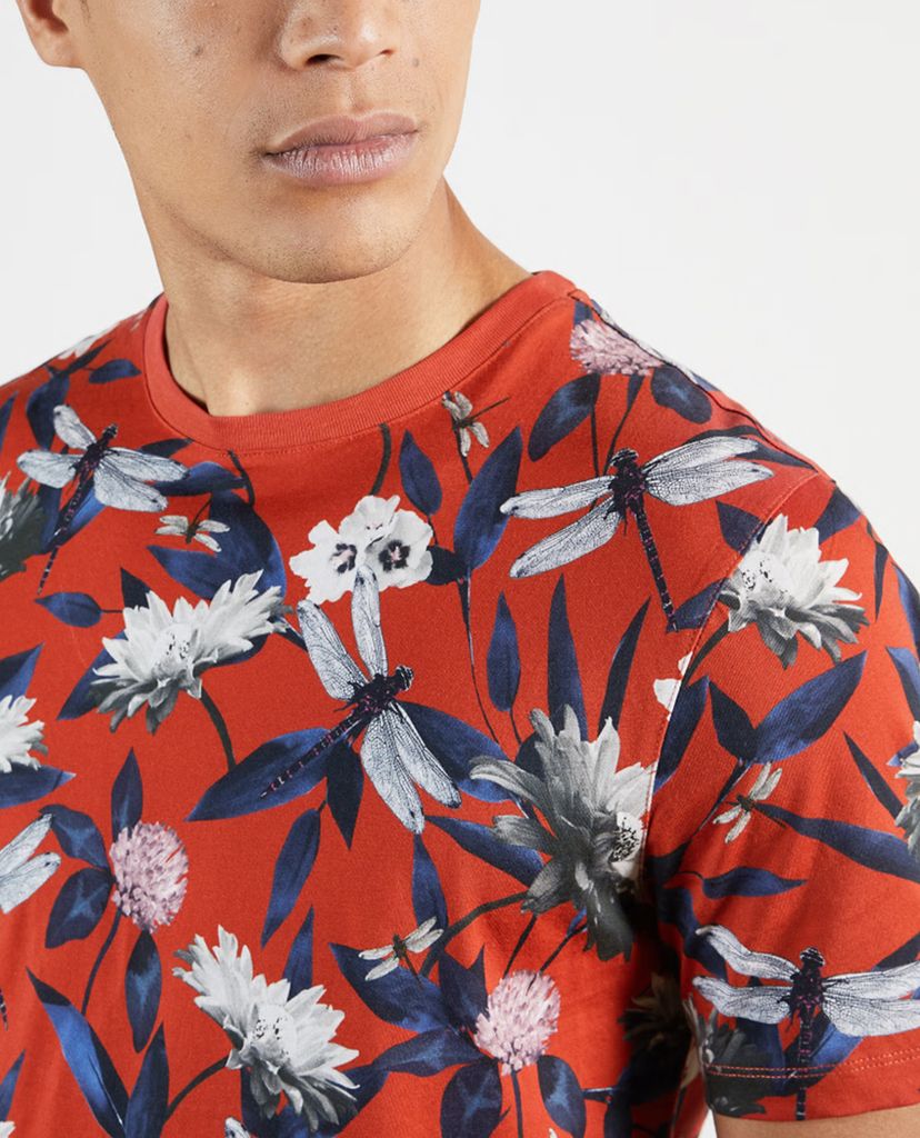 TED BAKER - Áo thun nam cổ tròn Tropical Print