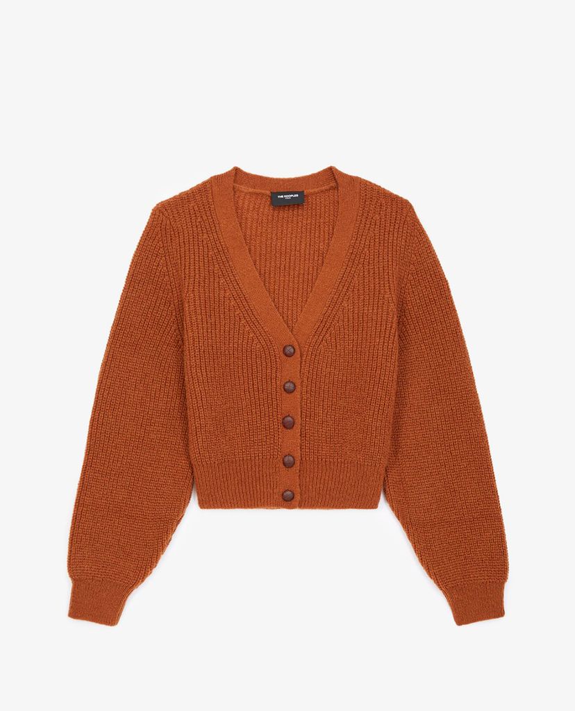 THE KOOPLES - Áo khoác cardigan nữ Tobacco Brown Knit
