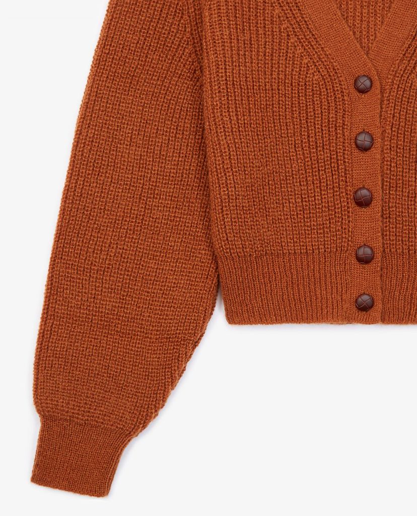 THE KOOPLES - Áo khoác cardigan nữ Tobacco Brown Knit