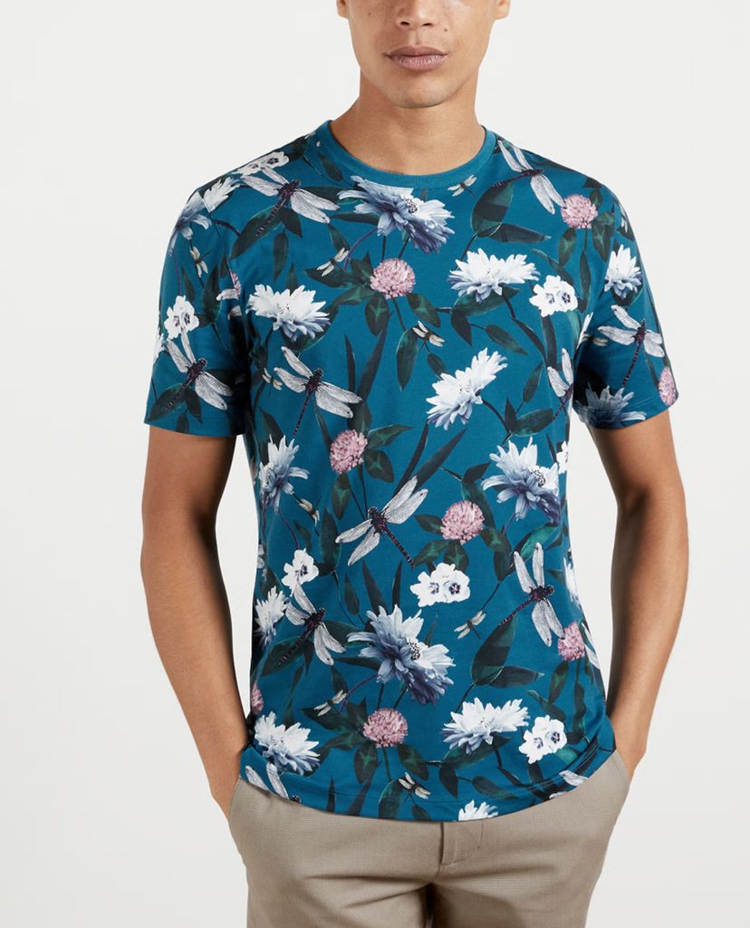TED BAKER - Áo thun nam cổ tròn Tropical Print