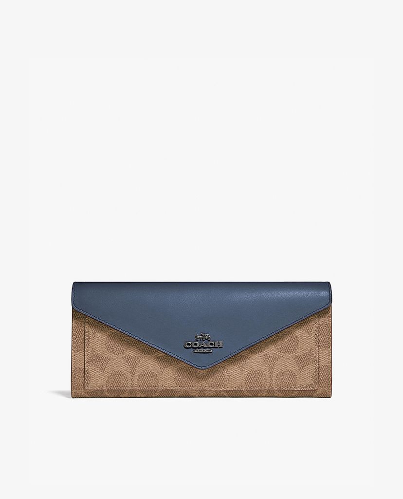 COACH - Ví nữ hình chữ nhật Colorblock Signature Canvas