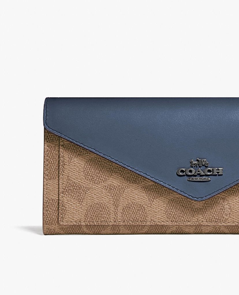 COACH - Ví nữ hình chữ nhật Colorblock Signature Canvas