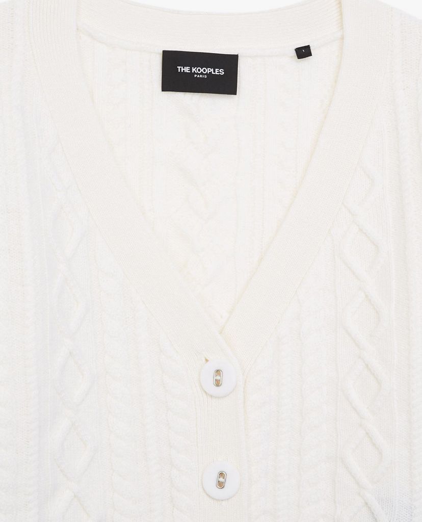 THE KOOPLES - Áo cardigan nữ tay phồng Cashmere&Wool Ecru