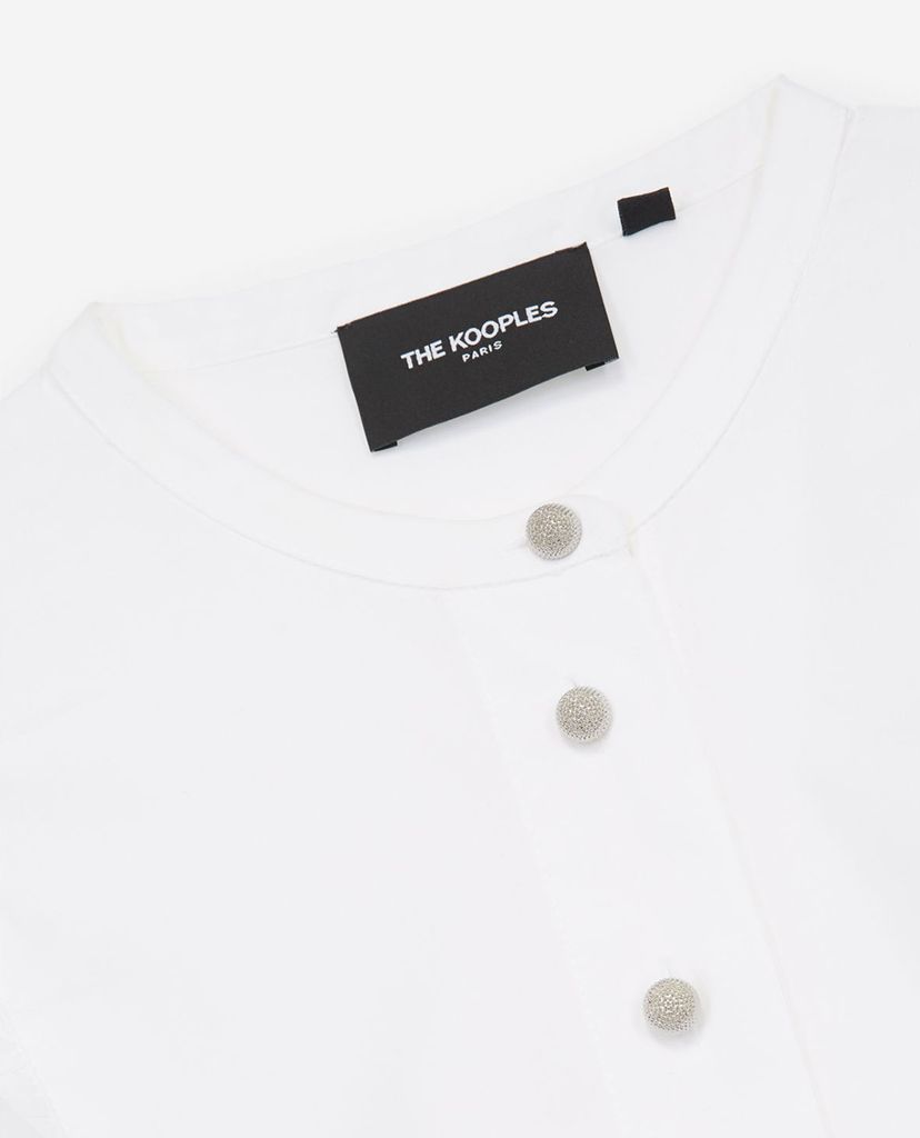 THE KOOPLES - Áo sơ mi nữ tay dài phối bèo White Cotton