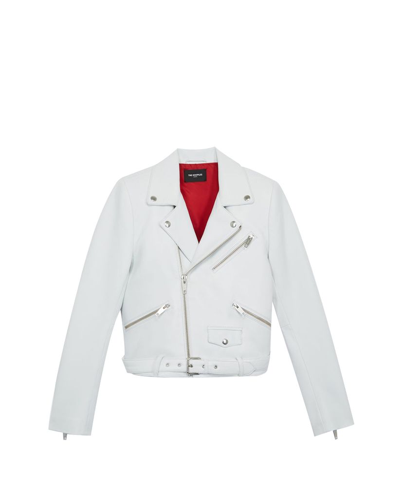 THE KOOPLES - Áo khoác da nữ Padded Shoulders Cropped