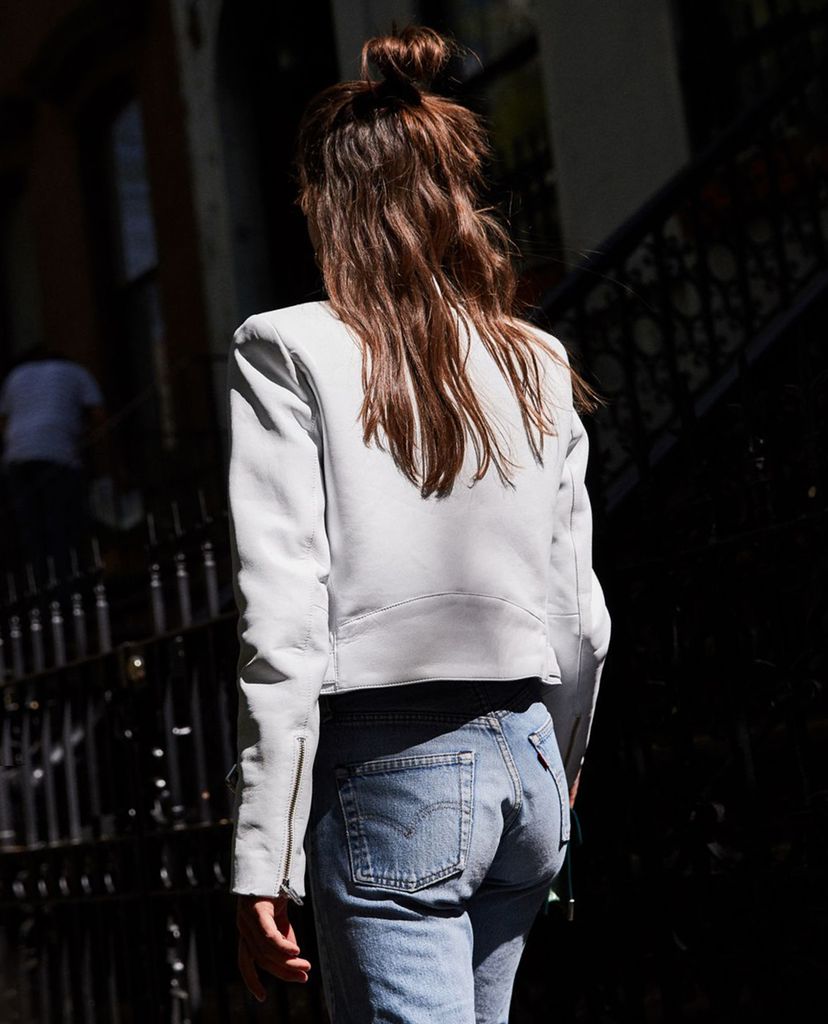 THE KOOPLES - Áo khoác da nữ Padded Shoulders Cropped