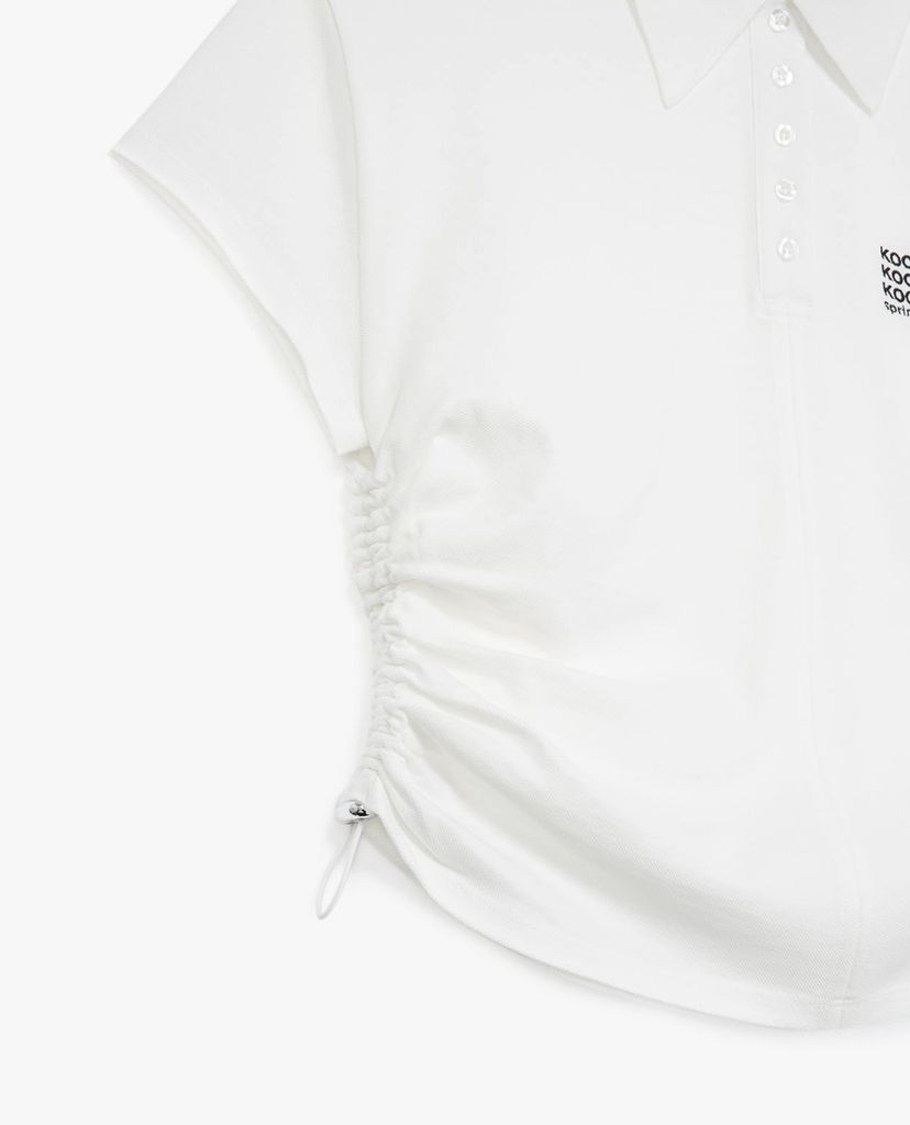 THE KOOPLES - Áo thun polo nữ cổ bẻ phối dây rút thời trang