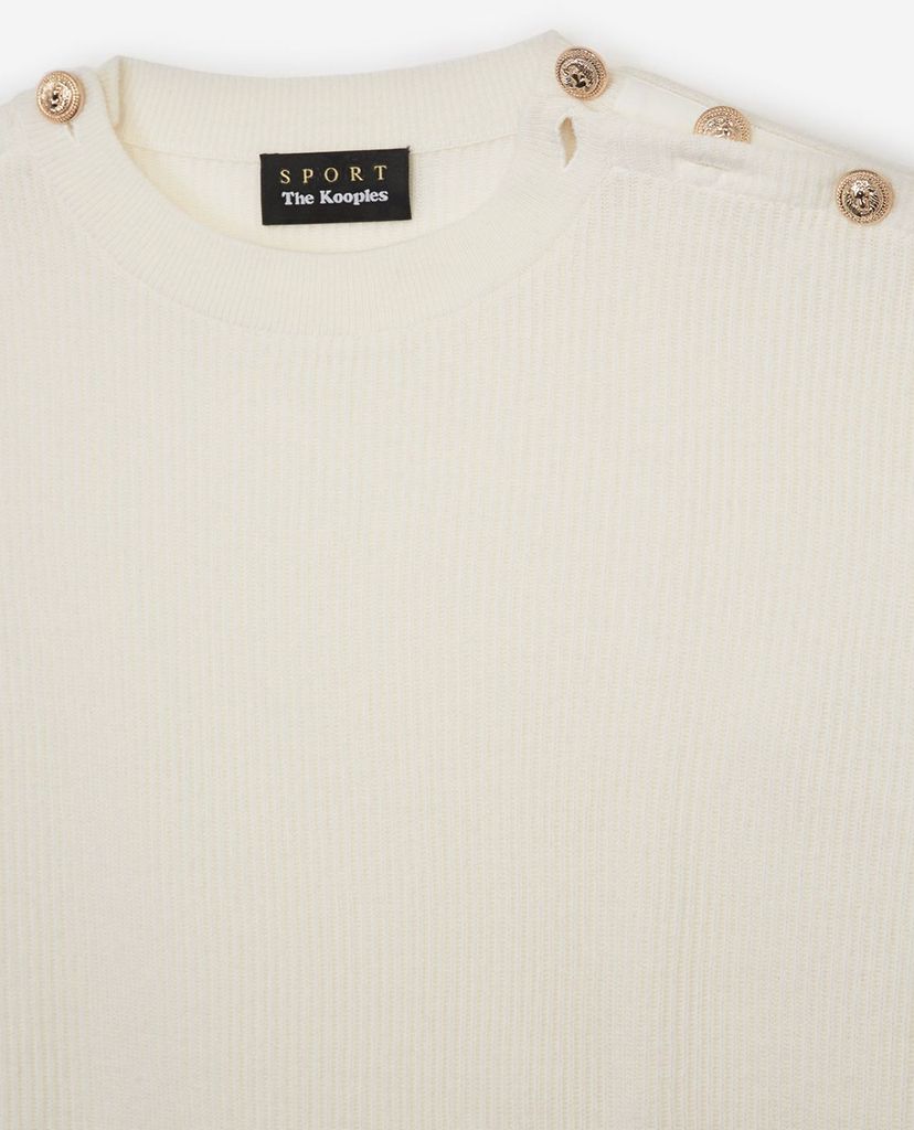 THE KOOPLES - Áo len nữ tay dài cổ lọ Shoulder Buttons
